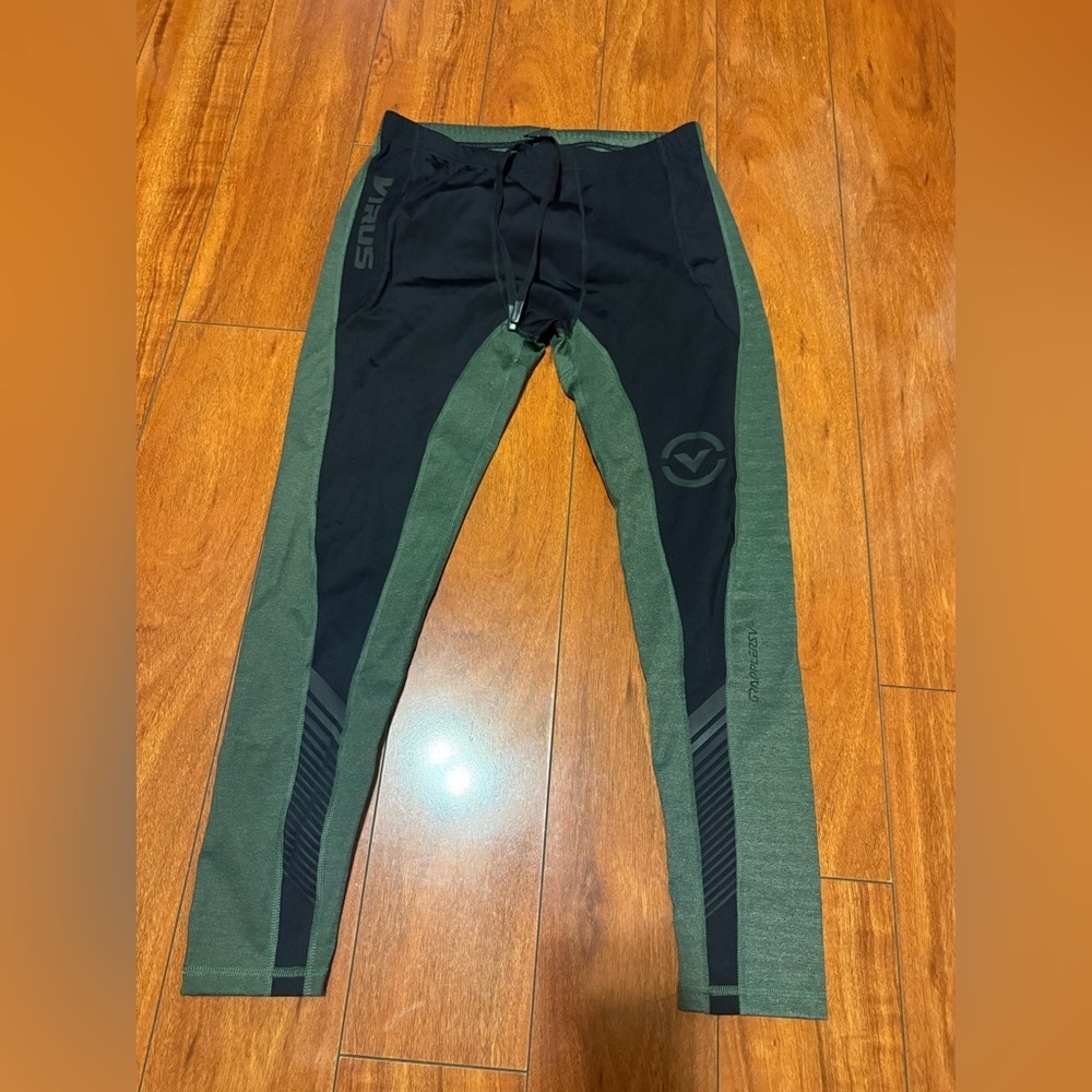 Virus Men's Olive Green and Black Training Joggers